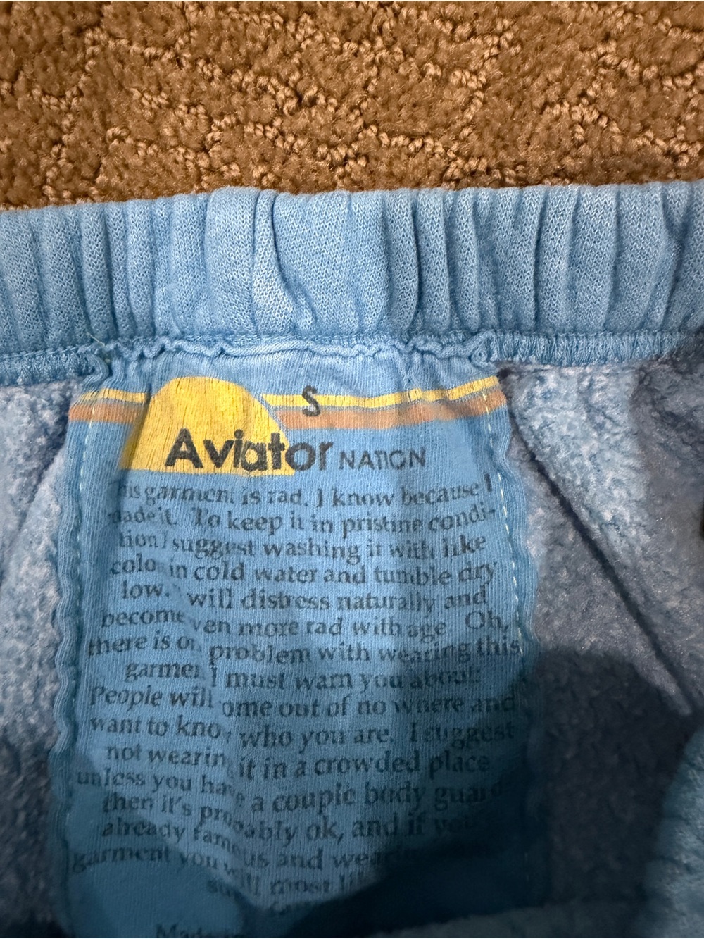 Aviator Nation  Sky Blue Sweatpants with Yellow Logo Detail